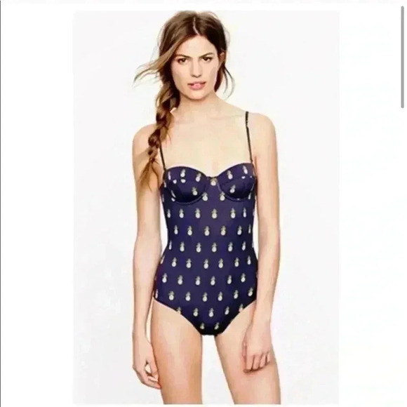 J. Crew Pine Apple Swimsuit Retro Style Sz 2 - Picture 2 of 2